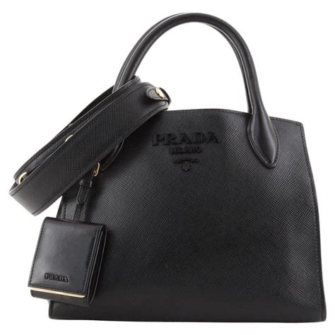 prada monochrome tote saffiano leather with city calfskin small|Prada saffiano lux tote small.